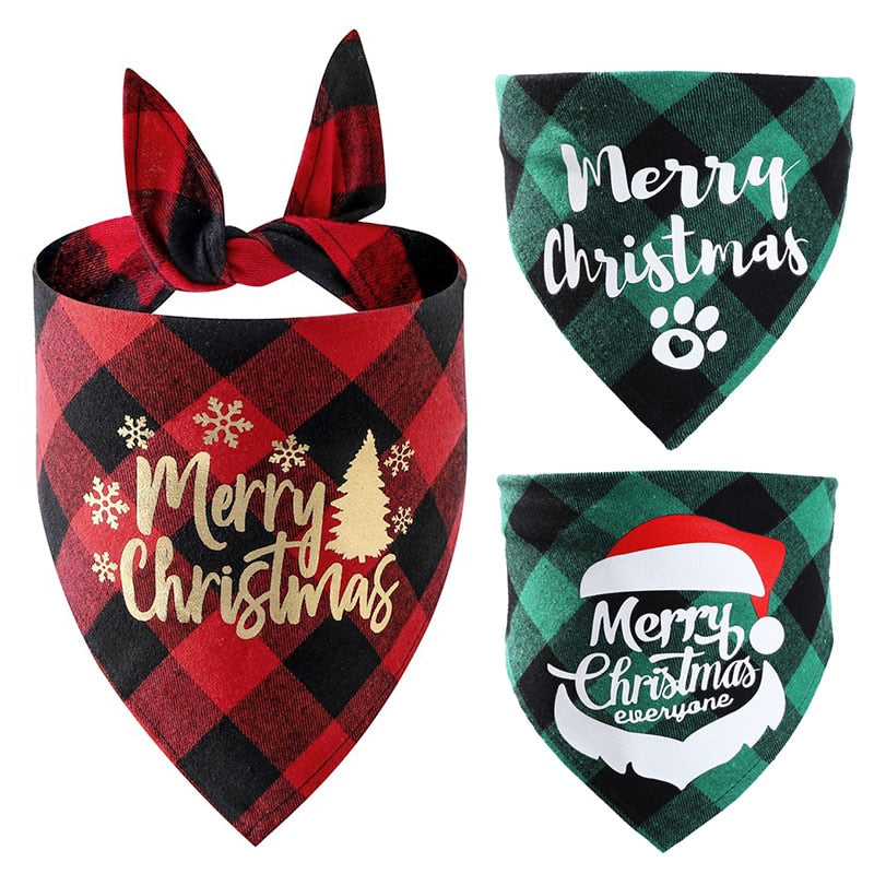 Plaid Dog Bandanas Valentine's Day Pet Towel Cat Accessories Holiday Party For Puppy Pet Supplies Costume Large Dog Accessories