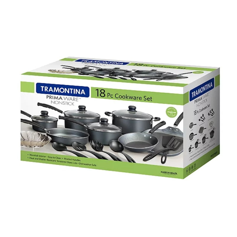 Tramontina Primaware 18 Piece Non-stick Cookware Set, Steel Graynonstick cookware set for kitchen