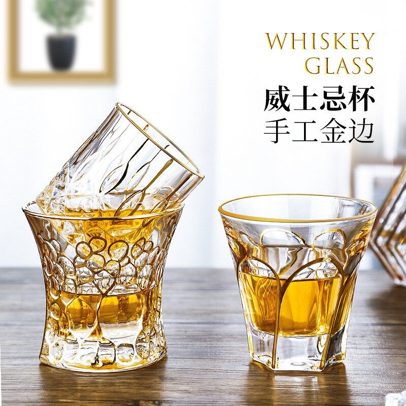 Crystal Gilt Glass Beer Mug European Luxury Brandy Wine Whiskey Cup Cups Drinkware Kitchen Dining Bar Home Garden