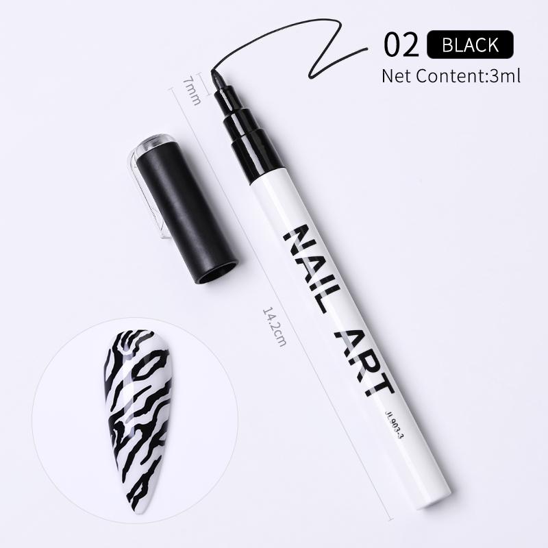 BORN PRETTY-Bolígrafo de Graffiti para arte de uñas, delineador de pintura para manicura, herramientas de pintura de diseño de uñas, negro, 3D