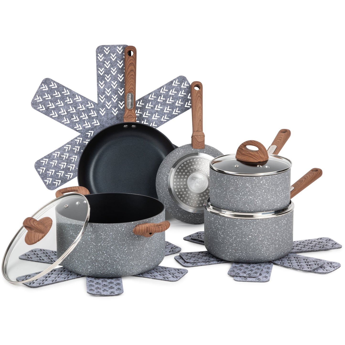 Thyme & Table Non-Stick 12 Piece Cookware Set, Scarlet Red
