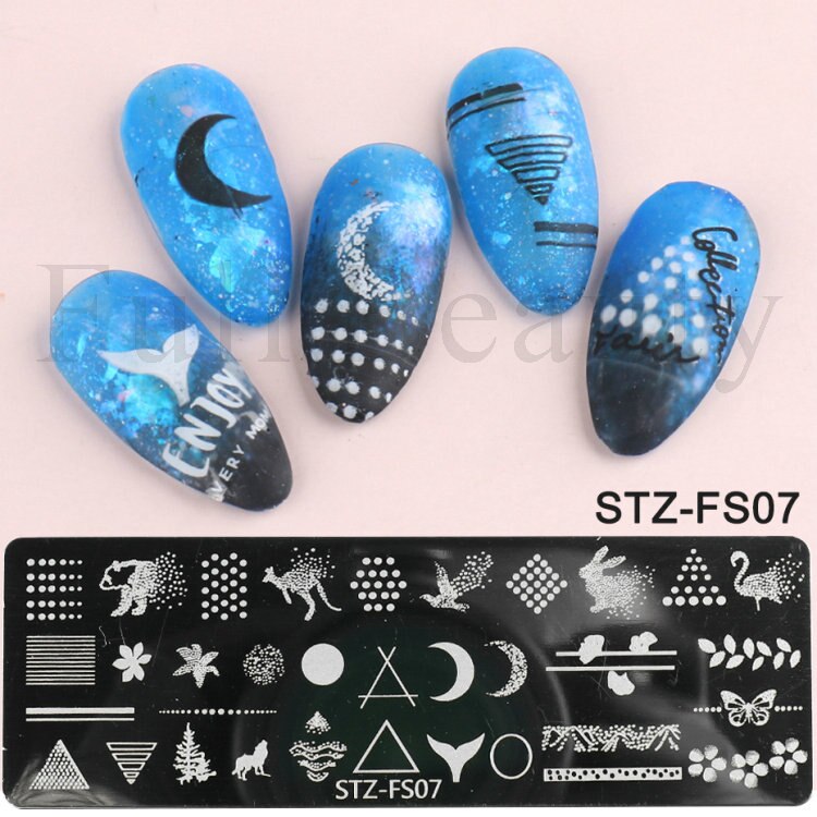 French Nail Art Stamping Plate Geometry Wave Line Drawing Templates Flower Love Lace Stamp Nail Charm Mold Stencil Tools LAXY-D-