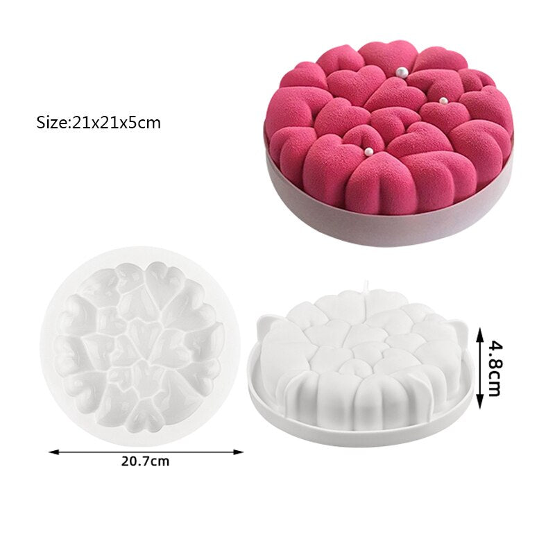 Heart Shaped Silicone Mold Cake Mousse Baking Forms Tray Silicon Soap Candle Making Moulds Kitchen Bakeware Tool