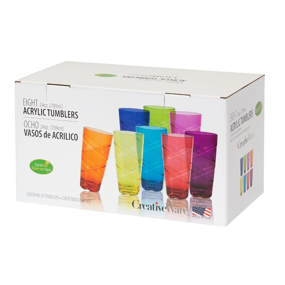 24-Ounce Multi-Colored Plastic Tumbler Set of 8 Cups Drink Items Free Shipping Coffee Cup Mug Drinkware Kitchen Dining Bar Home