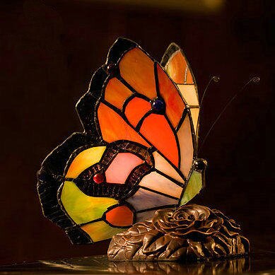 Tiffany Table Lamp Retro Stained Glass Butterfly Desk Lamp Hotel Decor Table Lamp Bedroom LED Night Light Christmas Decoration