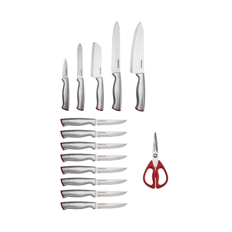 Farberware Edgekeeper 15-piece Stainless Steel Basic Red Knife Block Set knife kitchen chef knife knives