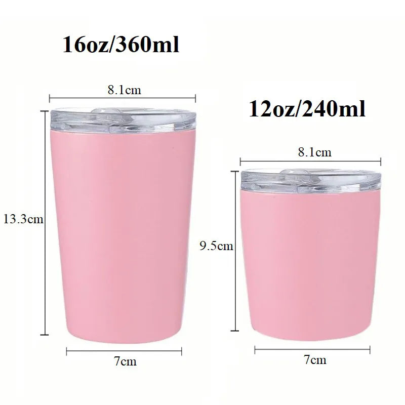 12oz/16oz Thermos Mugs Stainless Steel Insulated Tumblers Coffee Cup Double Wall Vacuum Cups Leak Proof Beer Milk Water Bottle