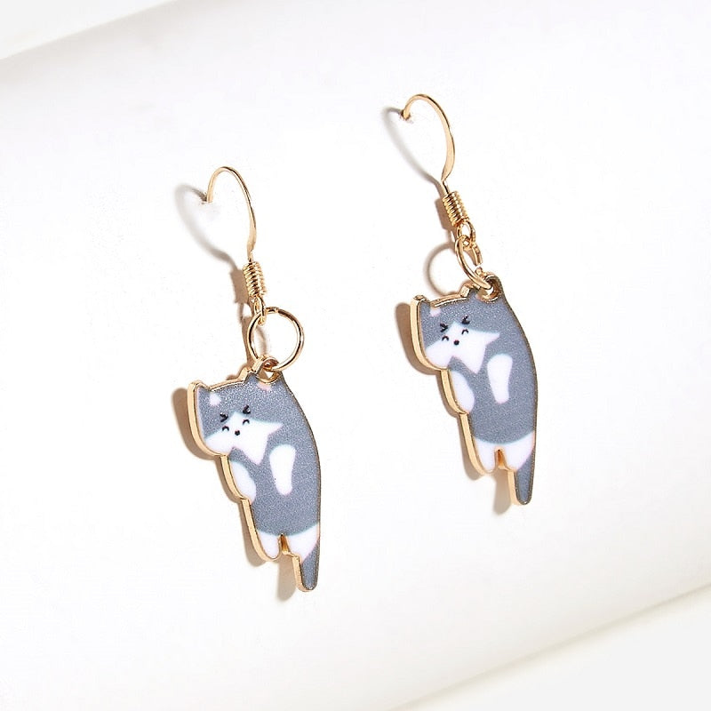 Trendy Cute Kitten Ear Hook Cartoon Girl Flower Cat Earrings Sweet and Fresh Texture Earrings pendientes pendientes colgantes