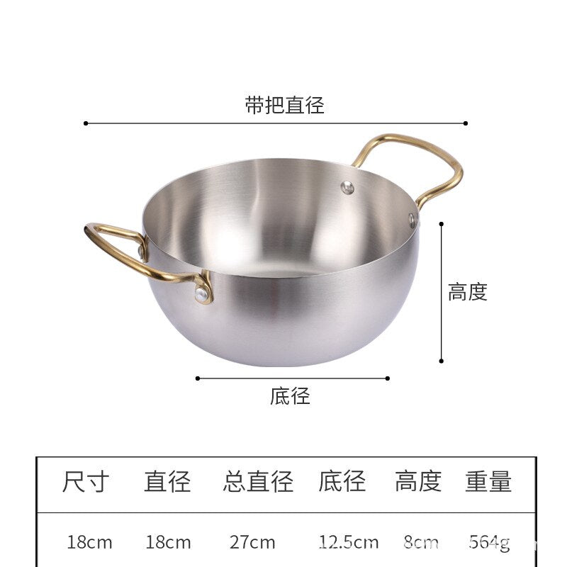 Instant Noodles Korean Style Stainless Steel Soup Pot Induction Cooker Available Household Binaural Stainless Steel Ramen Pot