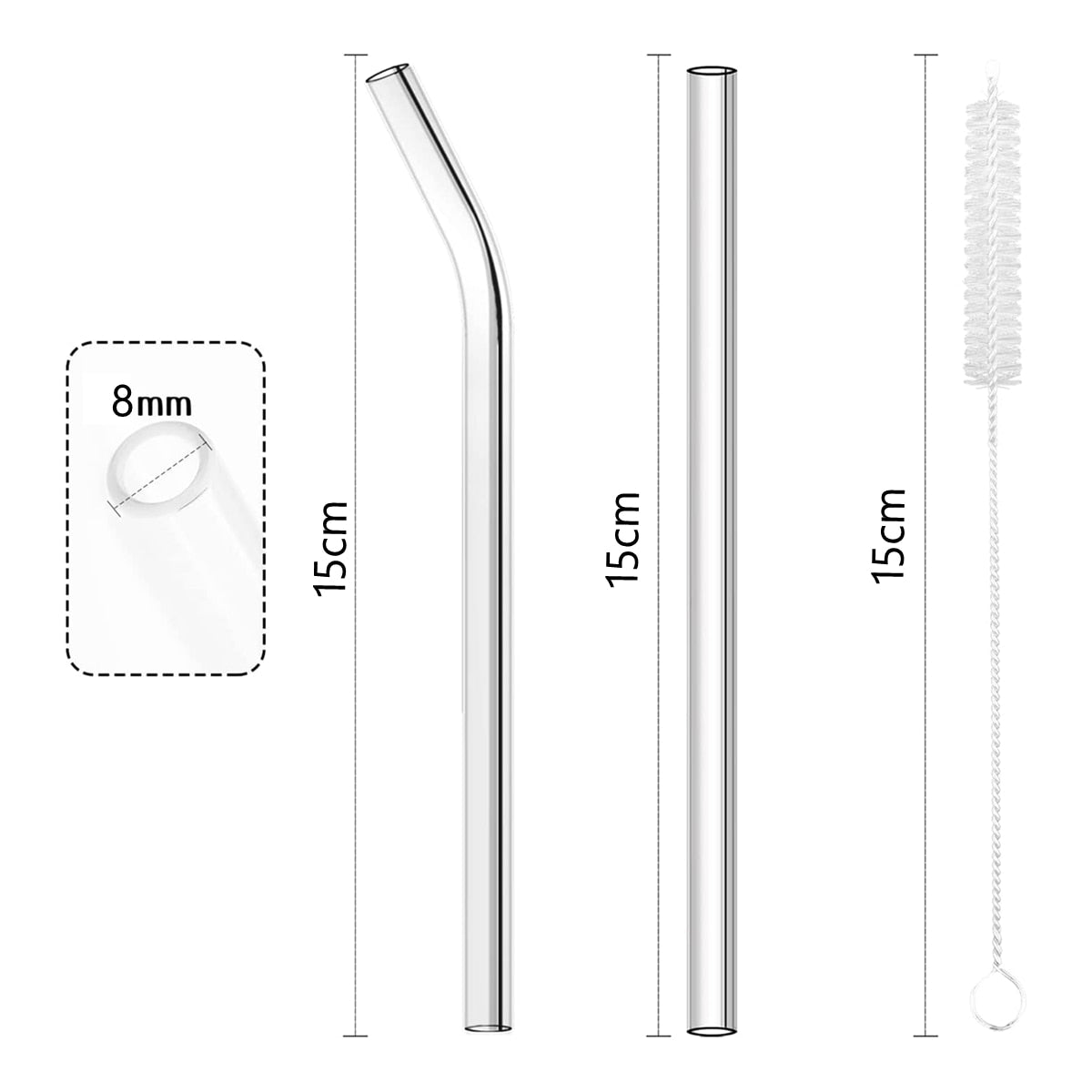 4/8pcs Reusable Glass Straws Eco-friendly Drinking Straws for Smoothies Milk Coffee Drinks Bar Accessories Short Cocktail Straws