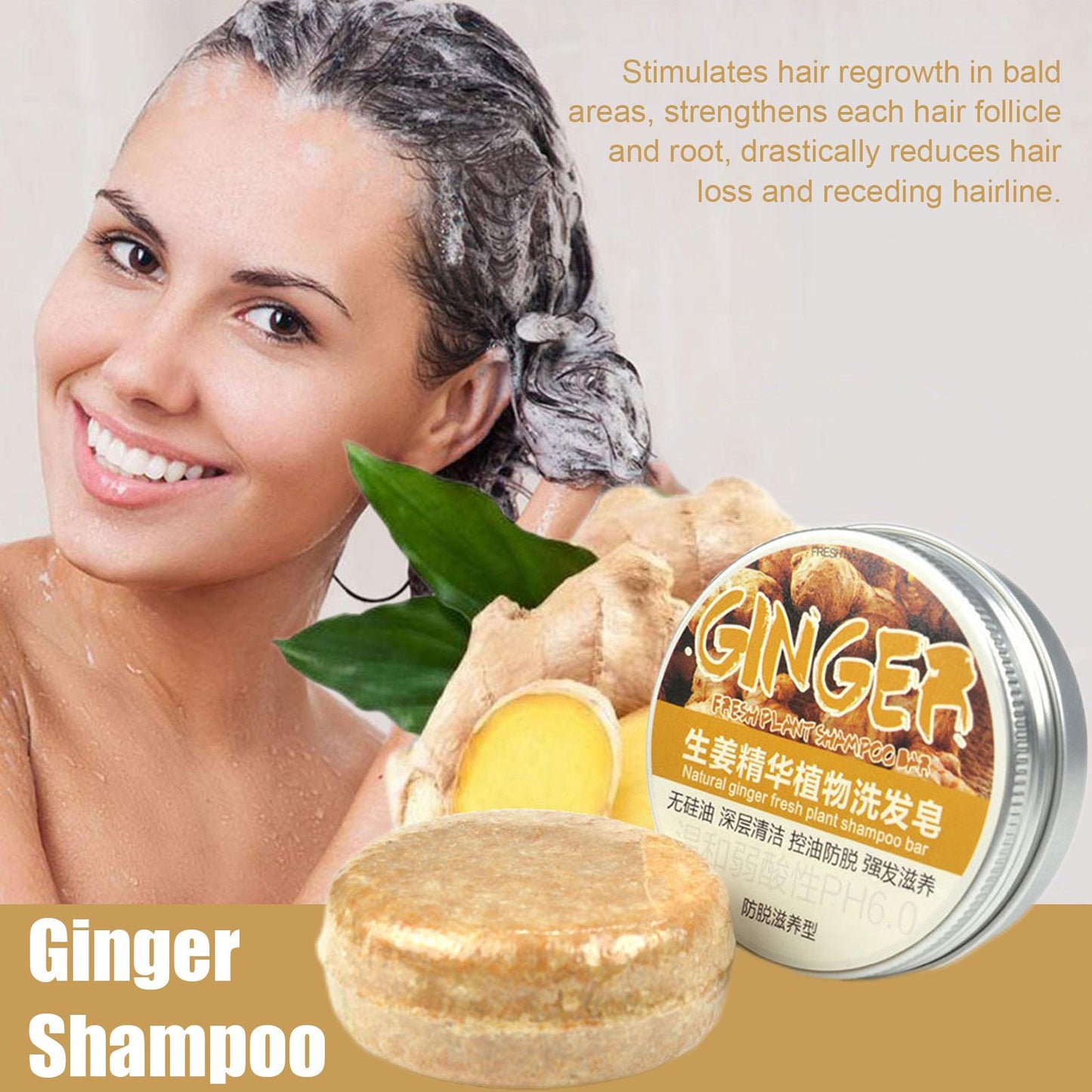 Ginger Polygonum Soap Hair Growth Shampoo Soap Cold Processed Soap Hair Shampoo Bar Pure Plant Hair Shampoos Hair Care