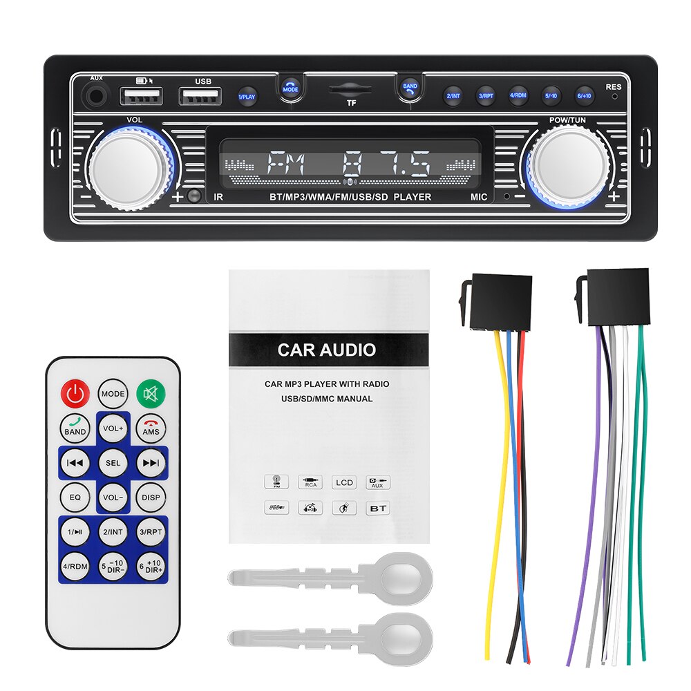 1 Din Car Radio Stereo Player Digital Bluetooth Video MP3 Player FM Radio Stereo Audio ISO USB/SD with In Dash AUX Input