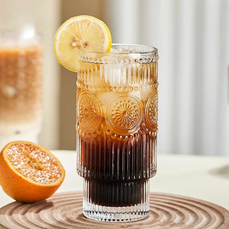 Fashion New Pattern Large Glass Folding Cup Glass Coffee Cup Drink Cup Household Water Cup Juice Cup Home Accessories