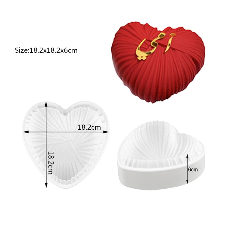 Heart Shaped Silicone Mold Cake Mousse Baking Forms Tray Silicon Soap Candle Making Moulds Kitchen Bakeware Tool