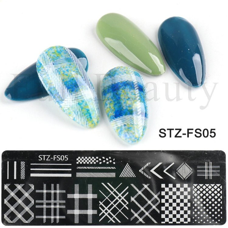 French Nail Art Stamping Plate Geometry Wave Line Drawing Templates Flower Love Lace Stamp Nail Charm Mold Stencil Tools LAXY-D-