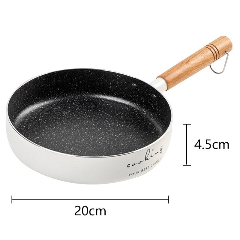 Frying Pan 16/20cm Wok Pan Non-stick Pan Induction Cooker Home Steak Pancake Pan Egg Pan Gas Stove Universal Saucepan Durable