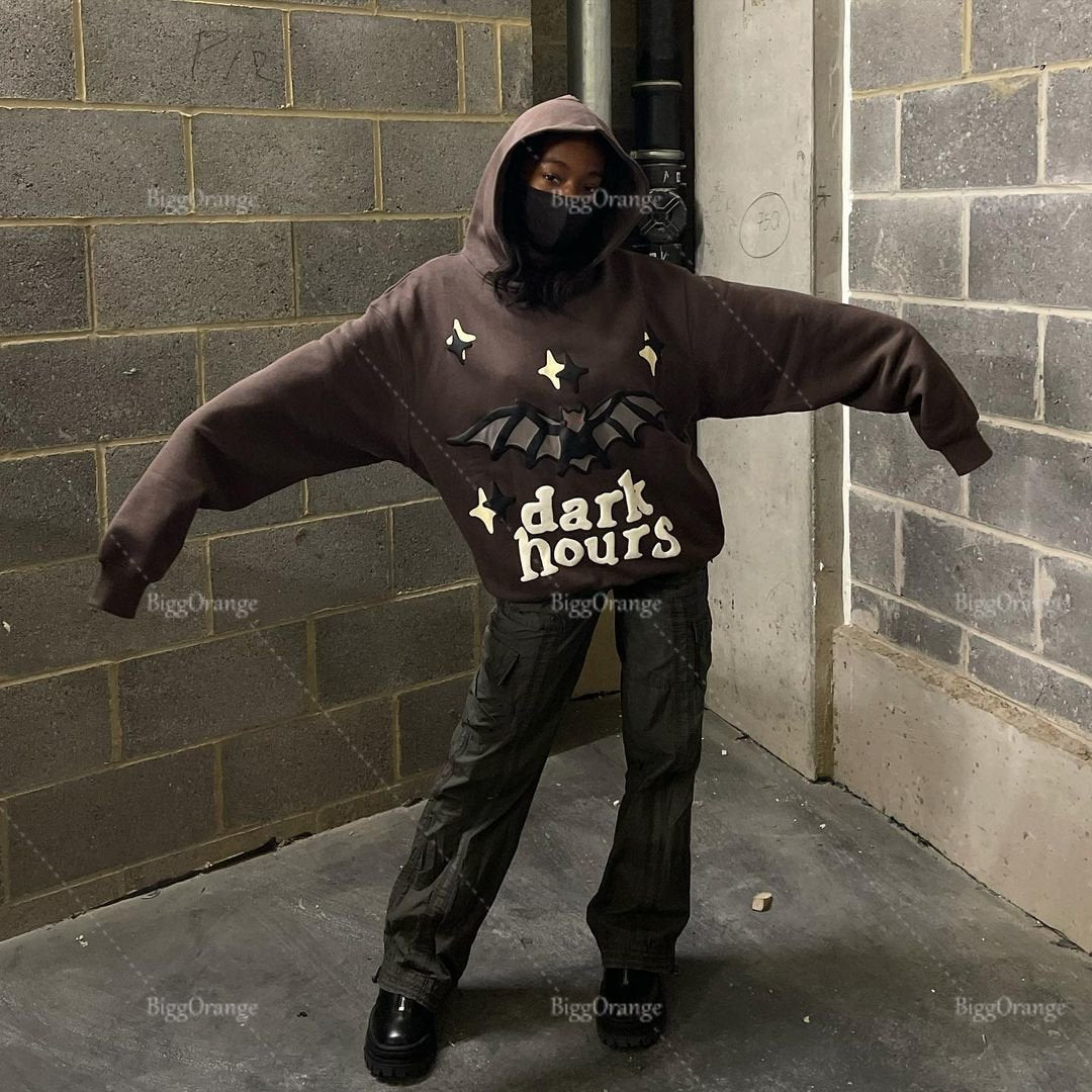 High Quality Bat Foaming Print Streetwear Large Teen Sweatshirt Harajuku Y2k Clothes Top Homie Hoodie Men Clothing Tracksuit Men