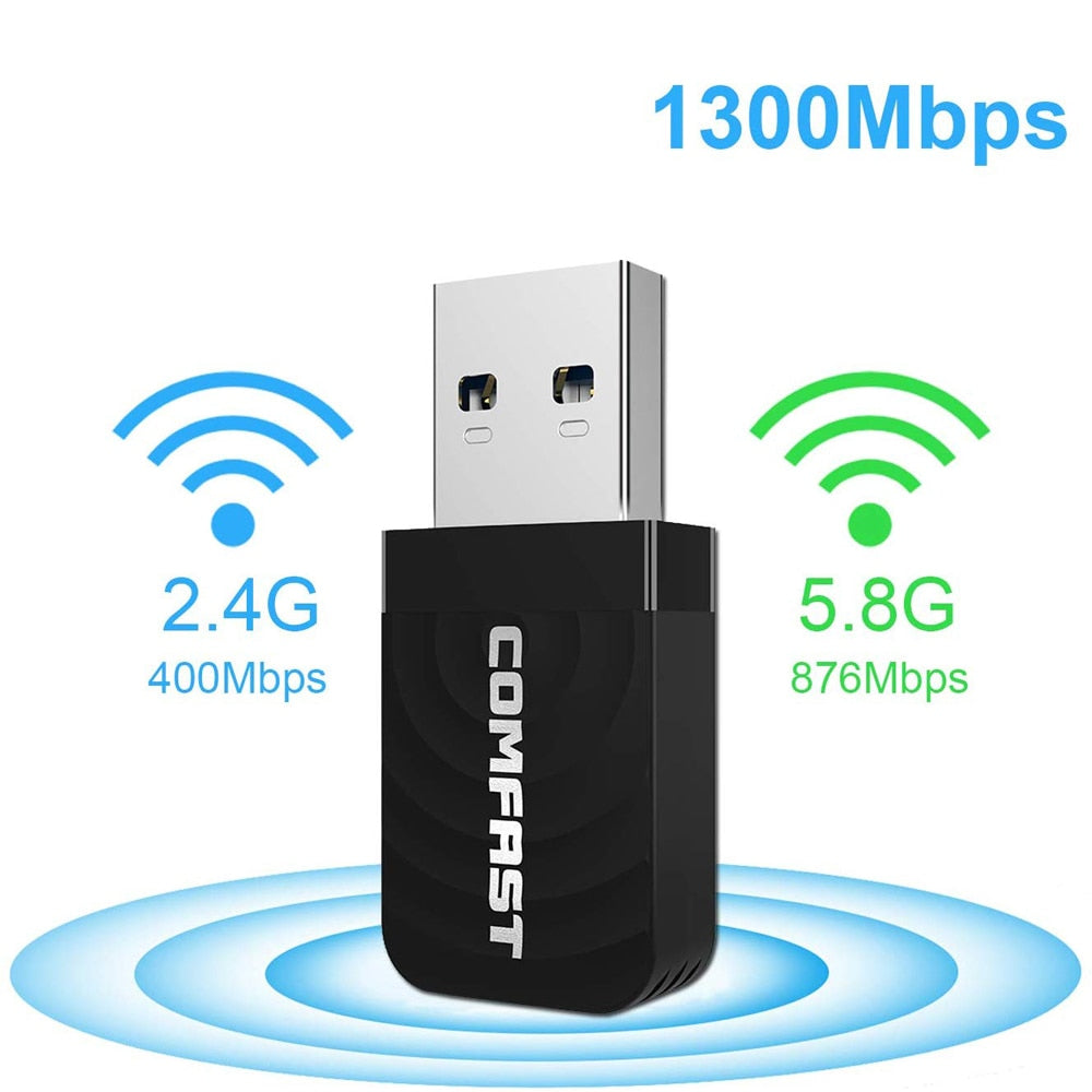 Comfast CF-812AC usb wifi adapter 2.4Ghz/5GHz 1300Mbps USB Wireless Adapter Dual Band WiFi Receiver AC Wi-Fi Dongle Network Card