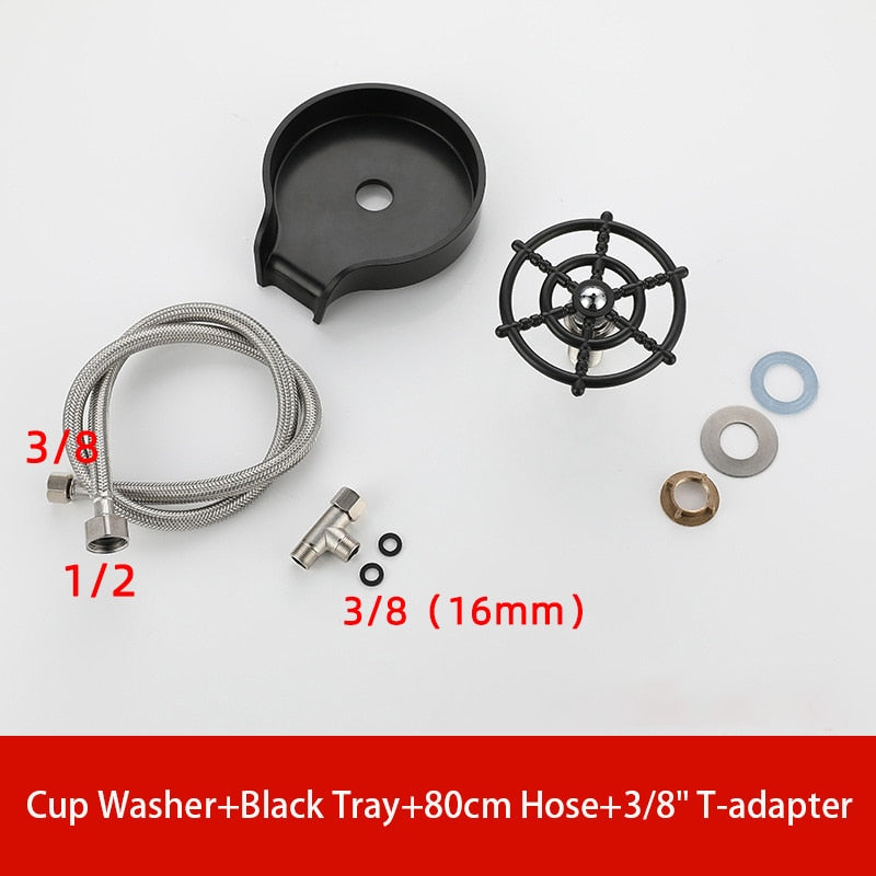 Automatic Cup Washer Faucet Glass Rinser High Pressure Beer Milk Coffee Pitcher Wash Cup Bottle Cleaner Sink Kitchen Bar Tool