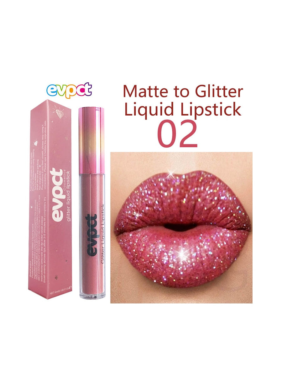Waterproof Diamond Shimmer Glitter Lip Gloss 18 Colors Matte Glitter Liquid Lipstick Diamond Pearl Colour Lip Gloss Sexy Make Up