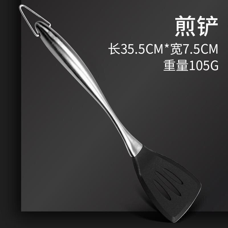 304 Stainless Steel Silicone Cooking Utensil Set Kitchen Novel Kitchen Accessories Extended Non-stick Pan Spatula Frying Spatula