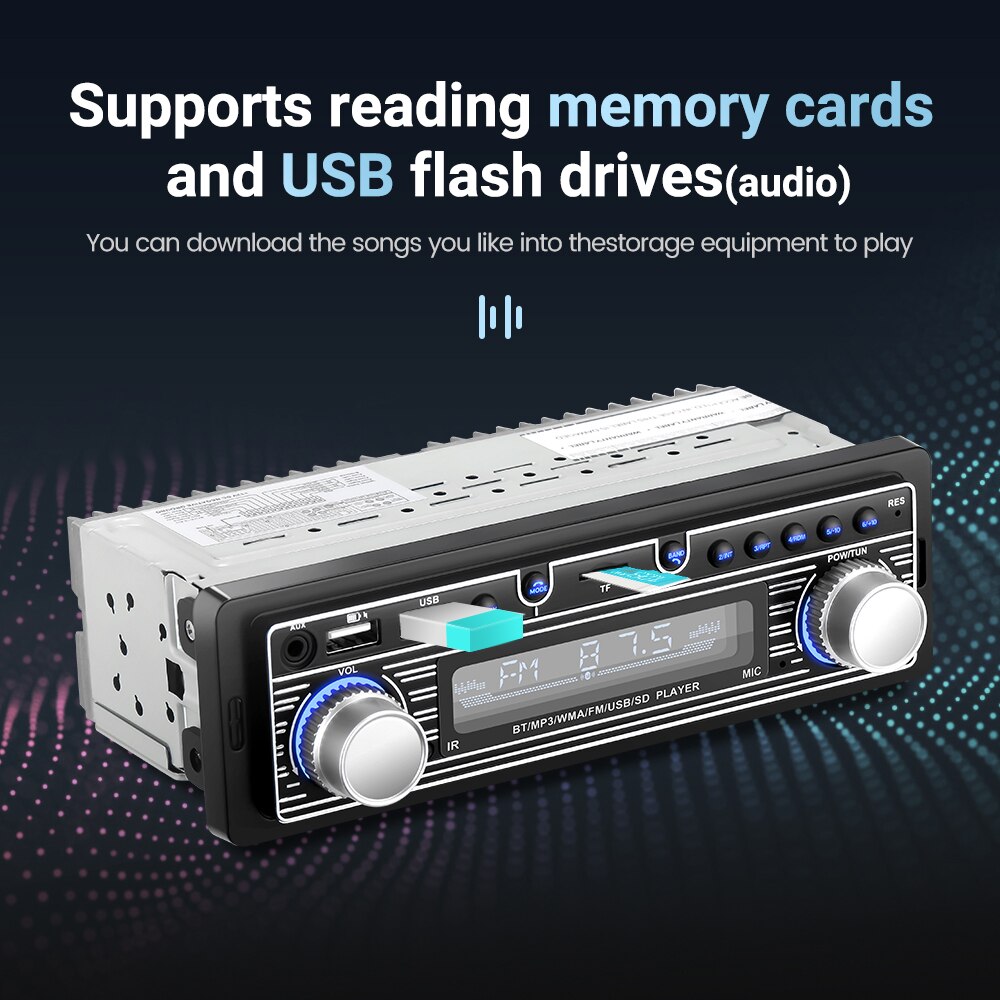 1 Din Car Radio Stereo Player Digital Bluetooth Video MP3 Player FM Radio Stereo Audio ISO USB/SD with In Dash AUX Input