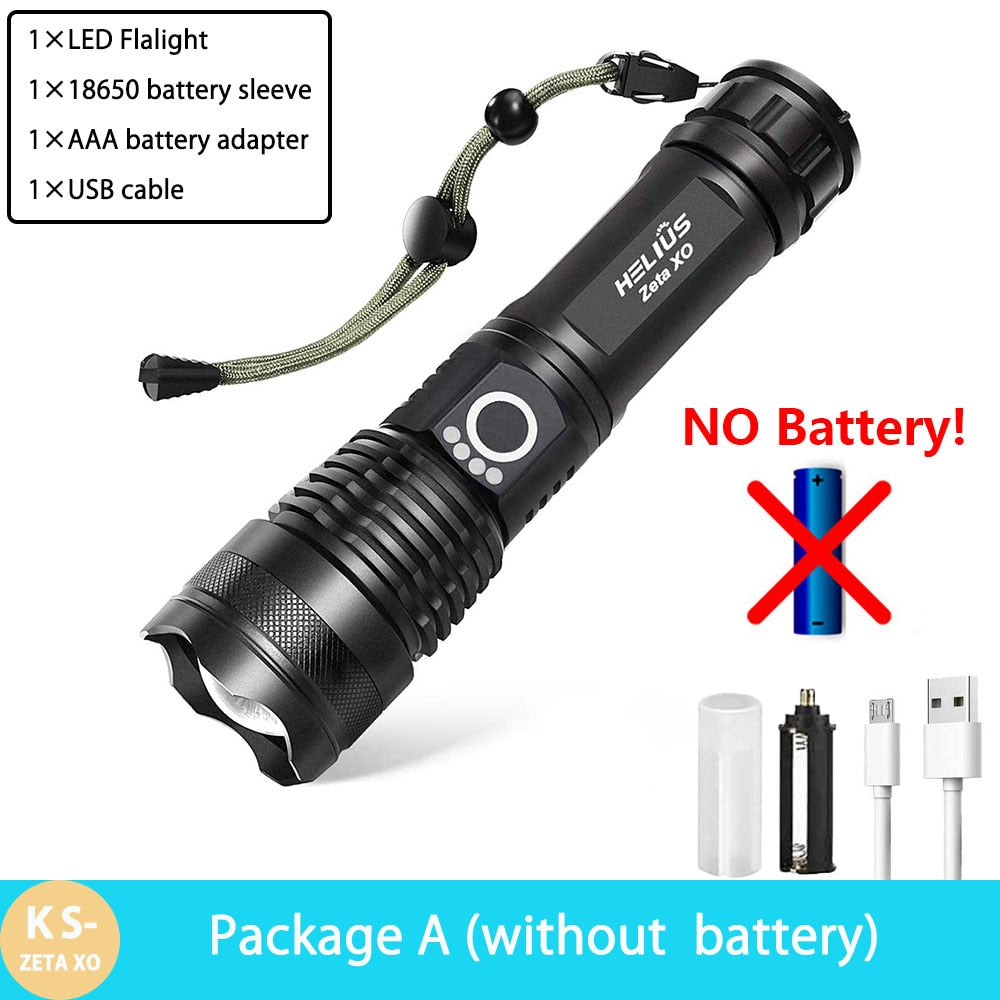 KENSUN High Power XHP70 Rechargeable Led Flashlight 4 Core Torch Zoom Usb Hand Lantern For Camping, Outdoor & Emergency Use 