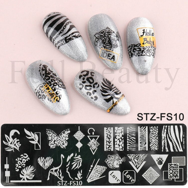 French Nail Art Stamping Plate Geometry Wave Line Drawing Templates Flower Love Lace Stamp Nail Charm Mold Stencil Tools LAXY-D-