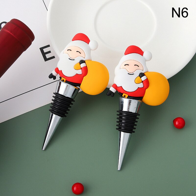 1PC Christmas Series Wine Stopper Bar Party Decoration snowman Shape Fresh-keeping Wine Champagne Stopper Bar Accessories
