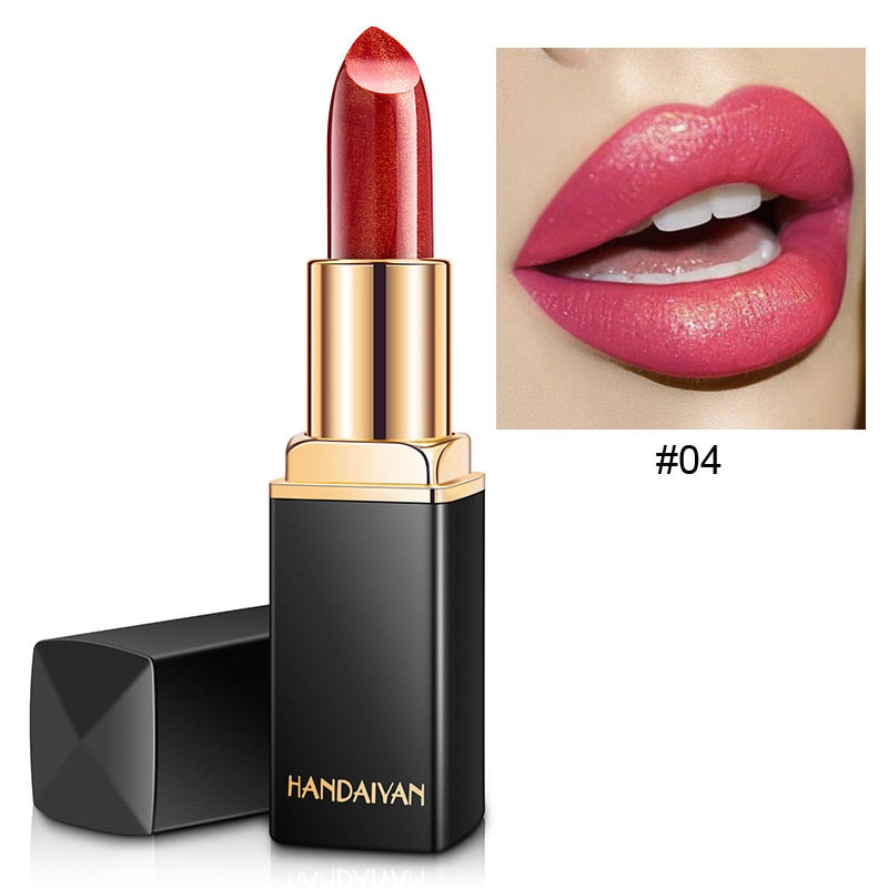 Waterproof Nude Glitter Lipstick 9 Colors Long Lasting Non-stick Cup Velve Red Mermaid Sexy Shimmer Lipsticks Makeup Cosmetic
