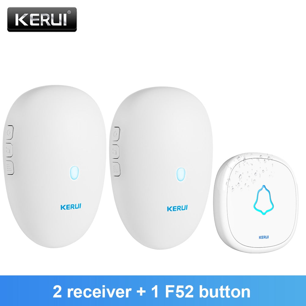 KERUI M521 Outdoor Wireless Doorbell Smart Home Security Welcome Chime Kit Door Bell Alarm LED Light Outdoor Button Battery