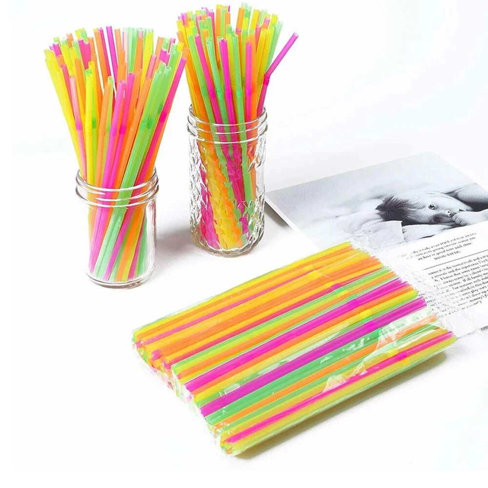100/1000/10000Pcs Colorful&Black Drinking Kunststof Straws plastique Beverage Straw Milk Tea Bar Party Wedding Kitchen Accessory