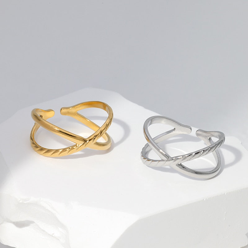 Trendy Stainless Steel Rings for Women Flower Heart Adjustable Finger Ring Fashion Party Jewelry Geometric Aesthetic Open Ring