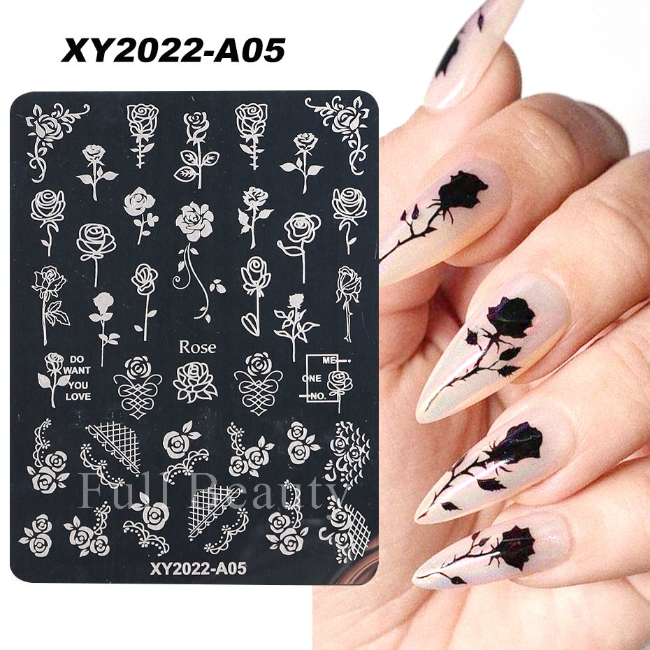 French Nail Art Stamping Plate Geometry Wave Line Drawing Templates Flower Love Lace Stamp Nail Charm Mold Stencil Tools LAXY-D-
