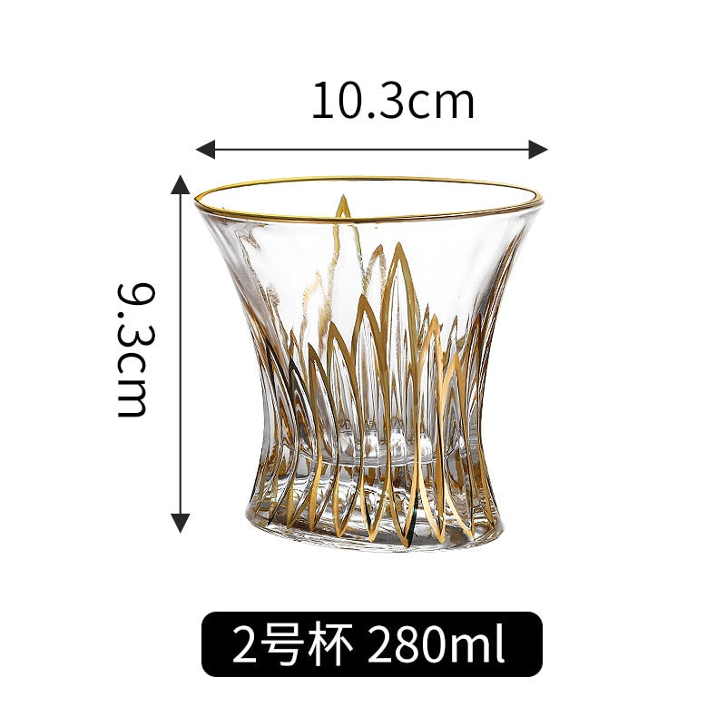 Crystal Gilt Glass Beer Mug European Luxury Brandy Wine Whiskey Cup Cups Drinkware Kitchen Dining Bar Home Garden