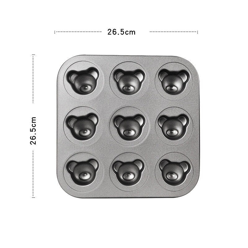 6/8/12 Cartoon Little Bear Madeline Pan, Non-Stick Cute Bear Muffin DIY Dessert Pastry Baking Decore Tools for Baking Tool