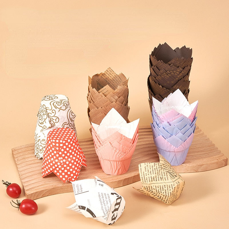 50pcs Muffin Cupcake Paper Oilproof Cupcakes Liner Baking Muffin Box Cup Cake Decorating Tools Muffin Wrap Cases