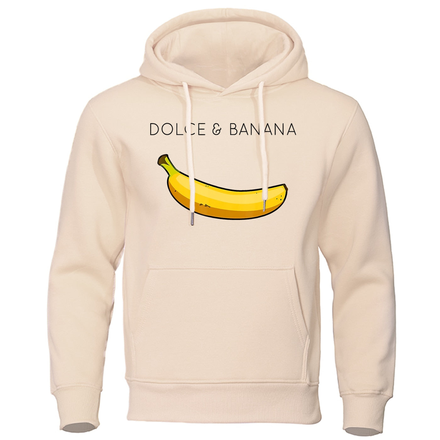 Dolce & Banana Printing Men's Sweatshirt Fashion Casual Hoodies Autumn Loose Pullover Tops Pocket Fleece Warm Sportswear Male
