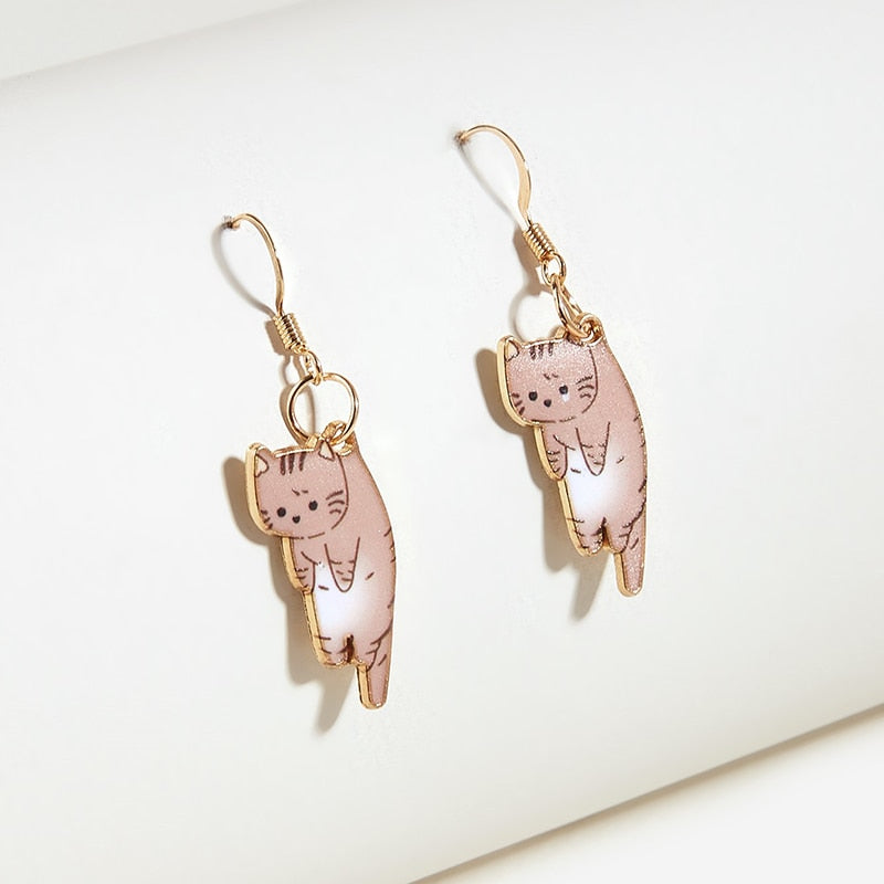 Trendy Cute Kitten Ear Hook Cartoon Girl Flower Cat Earrings Sweet and Fresh Texture Earrings pendientes pendientes colgantes