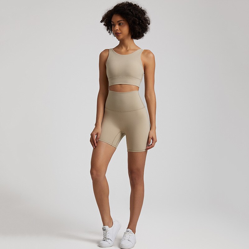 Seamless Yoga Set Gym Workout Clothes Two-piece Suit Women Running Fitness Set Sports Bra Top And High Waist Shorts Sportswear