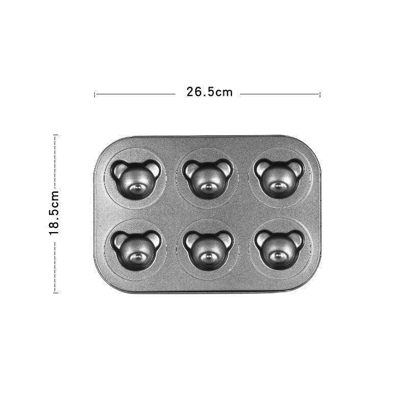 6/8/12 Cartoon Little Bear Madeline Pan, Non-Stick Cute Bear Muffin DIY Dessert Pastry Baking Decore Tools for Baking Tool