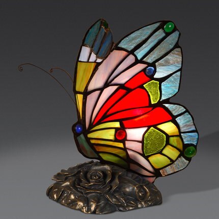 Tiffany Table Lamp Retro Stained Glass Butterfly Desk Lamp Hotel Decor Table Lamp Bedroom LED Night Light Christmas Decoration