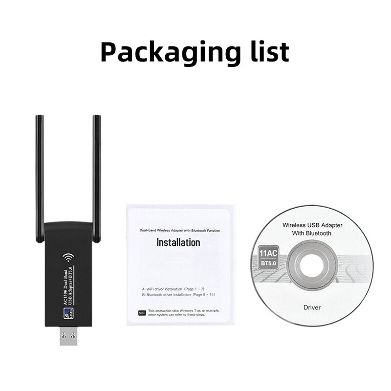 USB WiFi Wireless Network Card Bluetooth 5.0 USB 3.0 Dongle 5GHz Wi-Fi Adapter Dual Band WiFi Card For PC Laptop Windows MaxOS