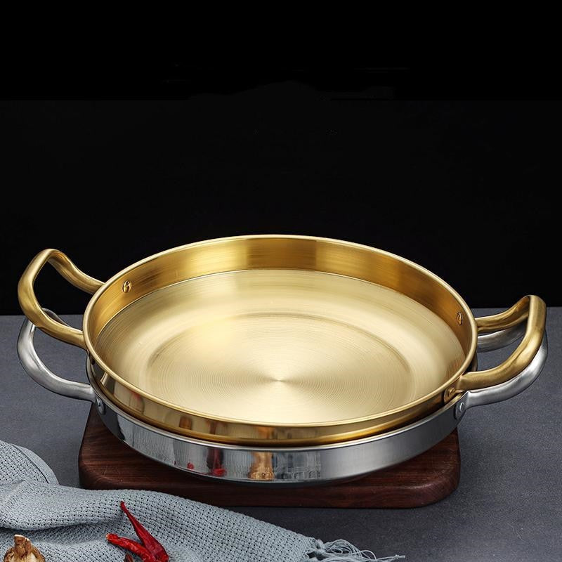 Stainless Steel Kitchen Pans Pots Cookware Sets Saucepan for Cooking Camping Home Utensil Dining Room Multifunctional Golden