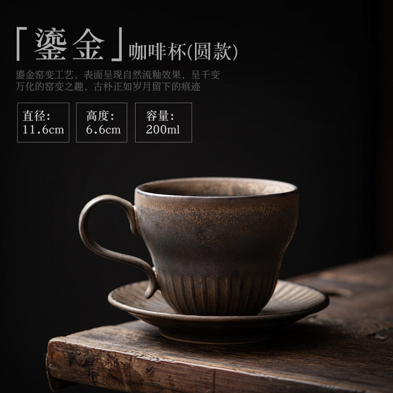 Home Simple Breakfast Cup Mug Japanese Retro Stoneware Water Cup Cups Drinkware Kitchen Dining Bar Garden