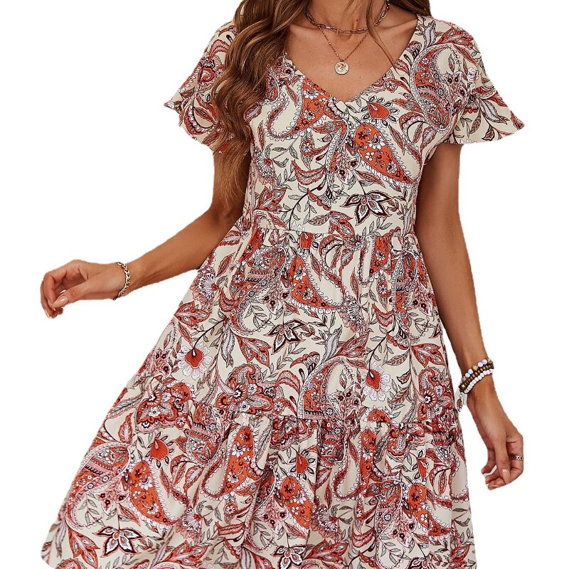 2023 Women Elegant Strap V-Neck Dresses Female Casual Beach Chic Dress Summer Dress