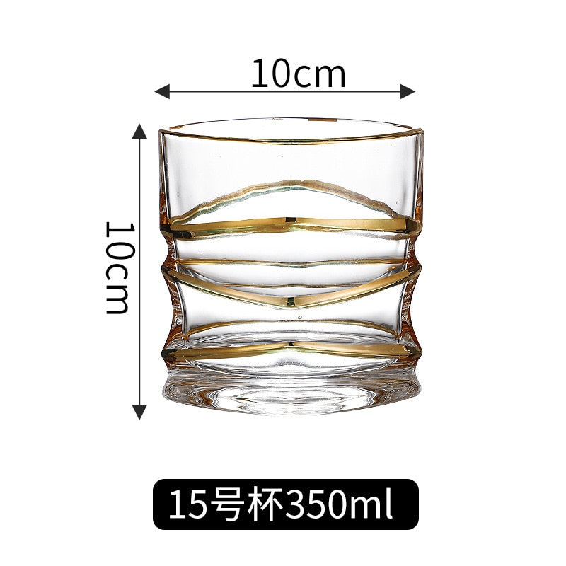 Crystal Gilt Glass Beer Mug European Luxury Brandy Wine Whiskey Cup Cups Drinkware Kitchen Dining Bar Home Garden