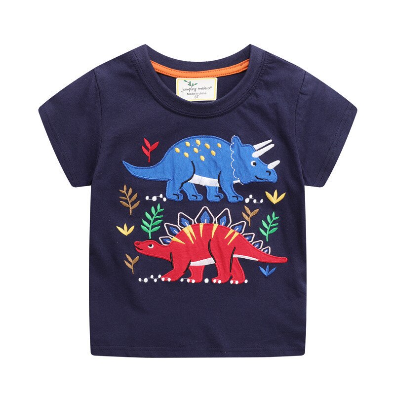 Jumping meters Boys Cartoon T shirts for Summer Children's Cotton Clothes Aircrafts Kids Tops Tees for Boys Girls Wear