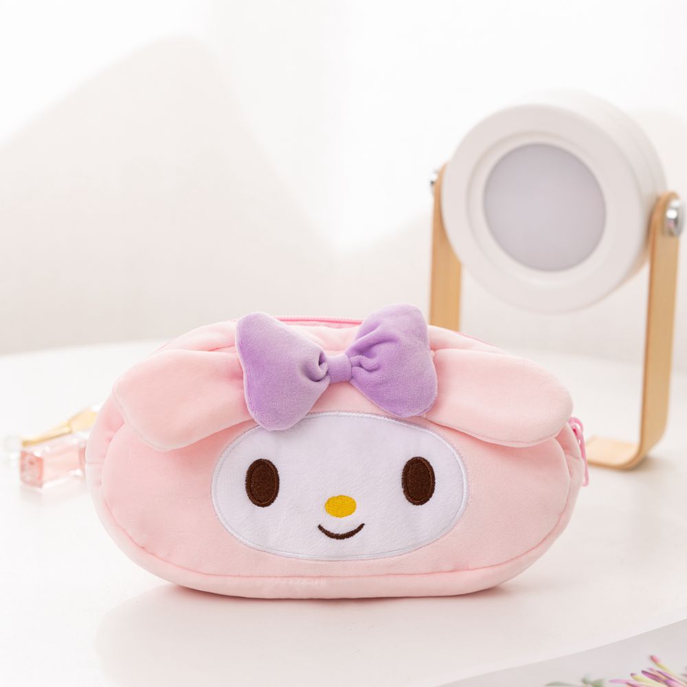 Sanrioed Hello Kitty Plush Pencil Case My Melody Cinnamoroll Purin Cartoon Storage Bag Large Capacity Makeup Bag Stationery Gift