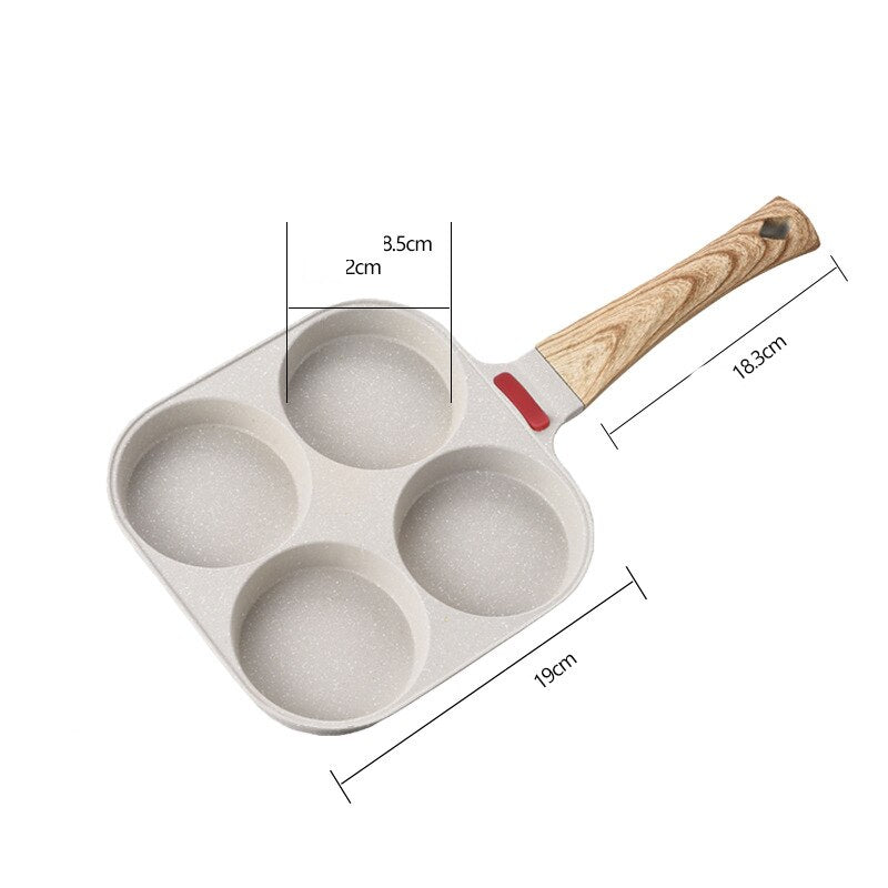 Four Hole Fried Egg Frying Pan Non-stick Surface Breakfast Egg Burger Pan Easy To Clean Convenient Practical Kitchen Tools